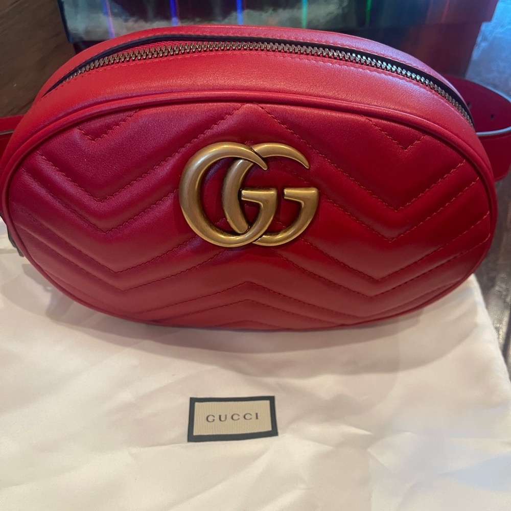 NWT Brand New Gucci GG Marmont Apollo Belt Bag Red Size 85 Women’s - Picture 6 of 16